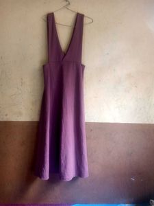 Purple V-Neck Pinafore Dress