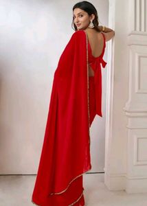 Elegant Red Saree with Embellished Border