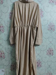 Long Sleeve Beige Linen Dress