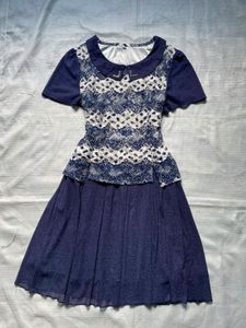 Blue Lace Detail Dress
