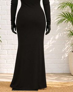 Elegant Black Long Sleeve Maxi Dress
