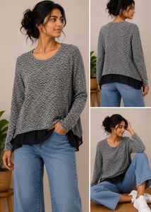 Tania Kay Chic Textured Tunic with Sheer Hem