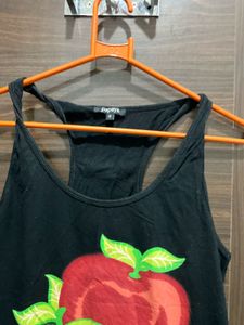 Black Fruit Print Tank Top