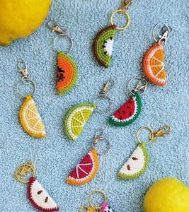 Cute Fruit Slice Crochet Keychains🍉