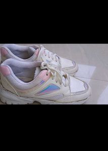 Chunky Platform Sneakers with Iridescent Accents