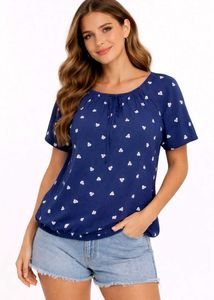 Cute Blue Heart Print Top 💙