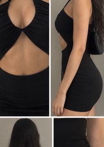 Chic Black Cut-Out Halter Dress