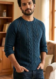 Green Blue mix color Cable Knit Sweater
