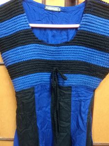 Black And Dark Blue Causal Wear Dress