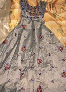 Embroidered Grey Ethnic long kurti