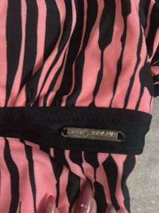 Pink &amp; Black Striped Bikini Top
