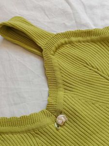 Lime Green Ribbed Lettuce Hem Cami