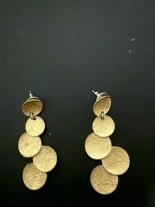 Gold Tone Layered Disc Earrings