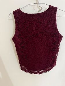 Ginger Burgundy Lace Crop Top