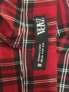 Zara Red Plaid Casual Pants