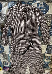 Stylish Printed Midi Dress with Belt