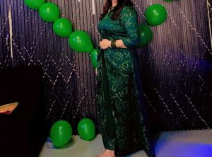 green long front slit gown or kurti with beautifu