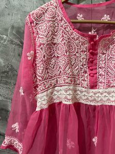 Elegant Pink Chikankari Kurta