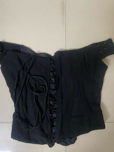 Black Beaded Off-Shoulder Top