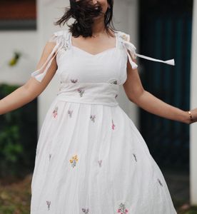 Chic White soft girl Embroidered Maxi Dress 🤍