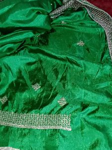 Beautiful Emerald Green Saree with blouse