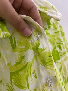 Green Floral Print Button-Up Shirt