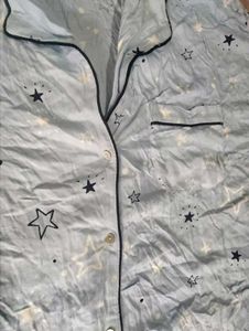 Light Blue Star Print Pajama Shirt