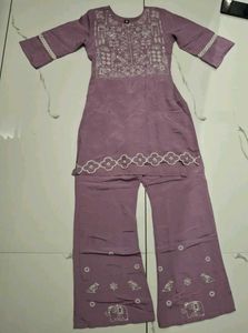 Purple Embroidered Kodset (Size - M)