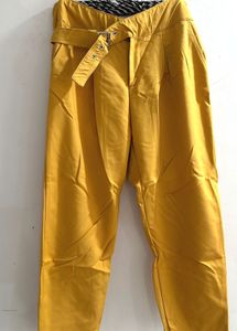 Mustard Belted Wide Leg Pants