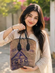 Boho Jute Tote Bag pek of 2