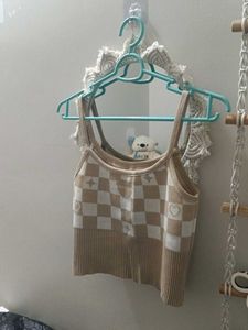 Checkerboard Knit Tank Top