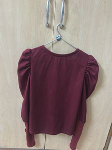 Maroon Puff Sleeve Top