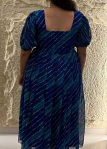Blue Leheriya Ethnic Dress | Stylish Rayon Dres