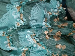 Stunning Blue Tiered Flower crop top