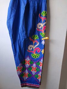 Embroidered Blue Palazzo Pants