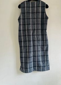 Black&amp; White Checks Winter Sweater Dress One Piece