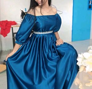 Stunning Teal Off-Shoulder Gown