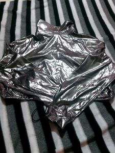 Silver Metallic Cropped Jacket