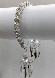 Latkan stone with bracelet silver colour