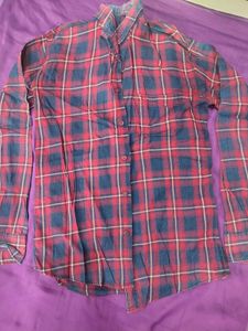 Red and Blue Plaid Button-Down Shirt