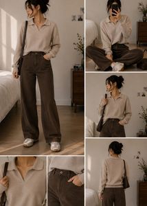 korean Beige Knit Sweater🎀
