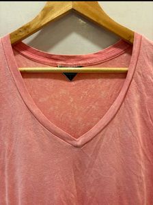 Coral  Ombre V-Neck Tee