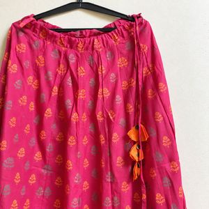 Vibrant Pink &amp; Orange Ethnic Print Skirt