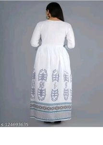White Printed Anarkali Kurta with dupatta