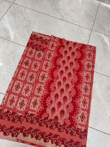 Unstitched Red &amp; Beige Kurta Material