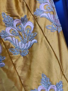 Yellow Embroidered Lehenga Choli Set with gift