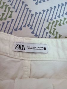 ZARA White Denim Shorts