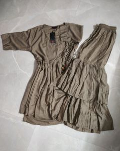 Beige Brown Gharara Set.
