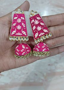 Stunning Pink Jhumka Earrings