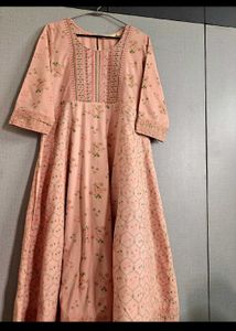 Elegant Peach Floral Anarkali Kurti